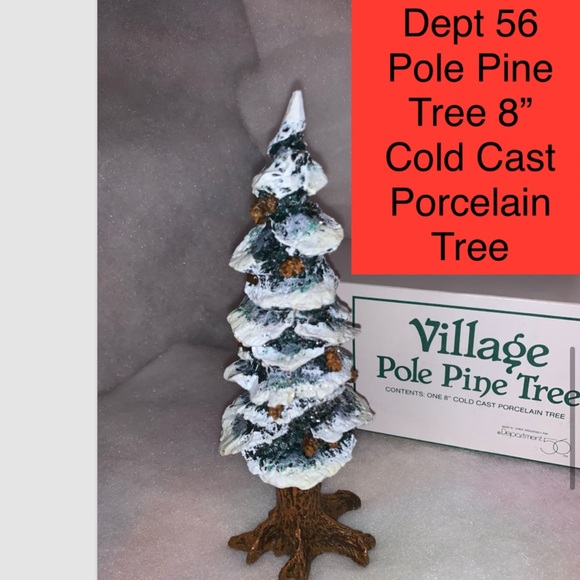 DEPARTMENT 56 COLD CAST PORCELAIN POLE PINE TREE 8” - Picture 2 of 2